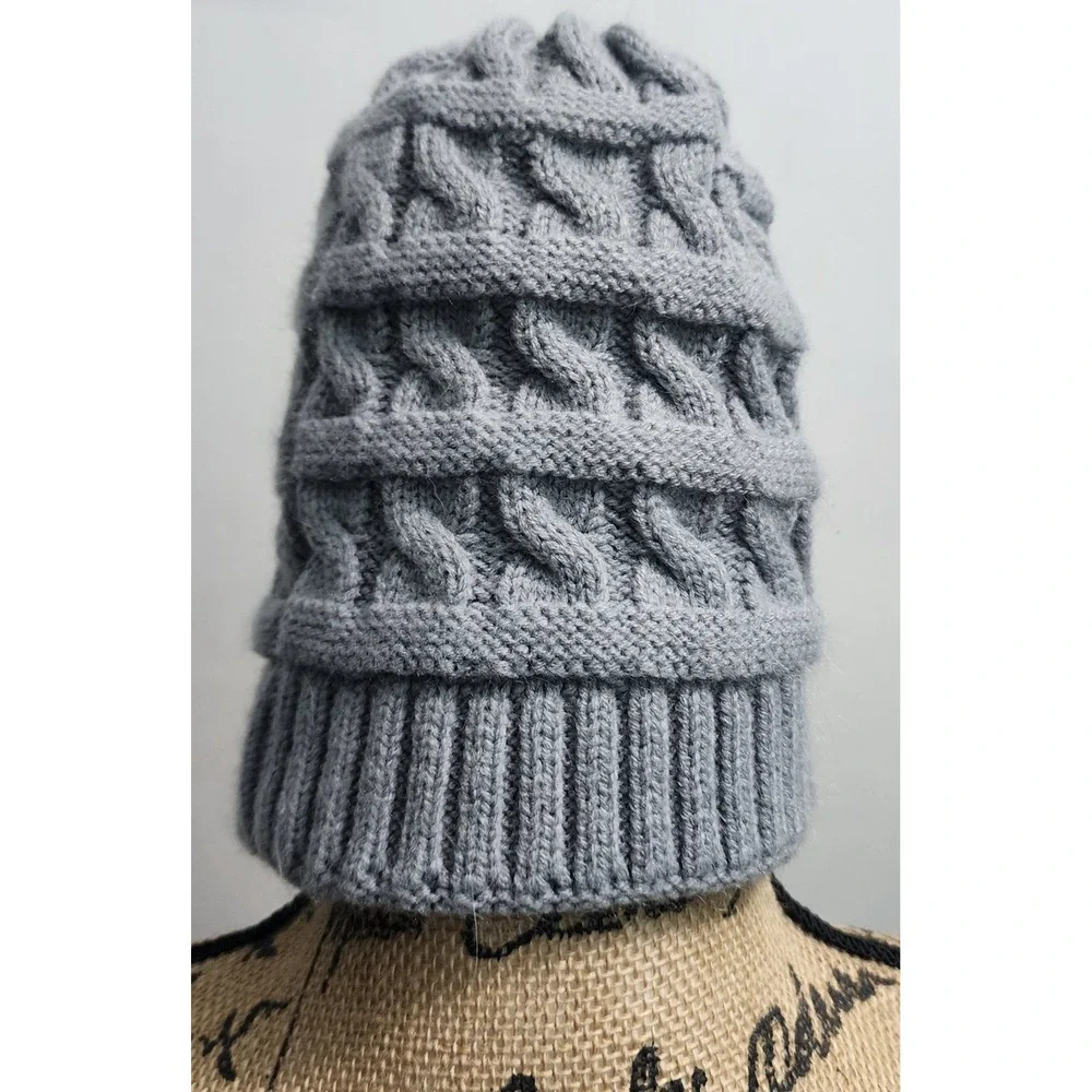 ViGrace Kids Winter‎ Beanie Hat Warm Cable Knit Cuffed Gray